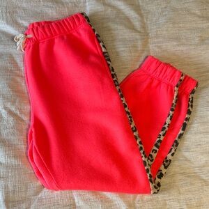 Neon Jogger Women’s Sweatpants with Leopard Trim Medium/ Large